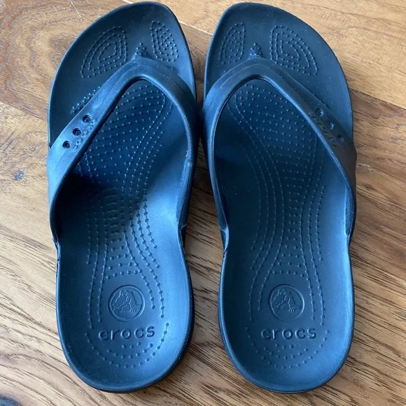 Black corcs sandles shoes flip flops slip on - Picture 5 of 8
